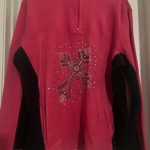 Bobbie Brooks Pink and Black Cowl Neck Sweater